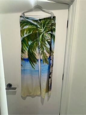 Ramona Larue limited edition Wide-Leg Tropical Print Pants in Green & Blue